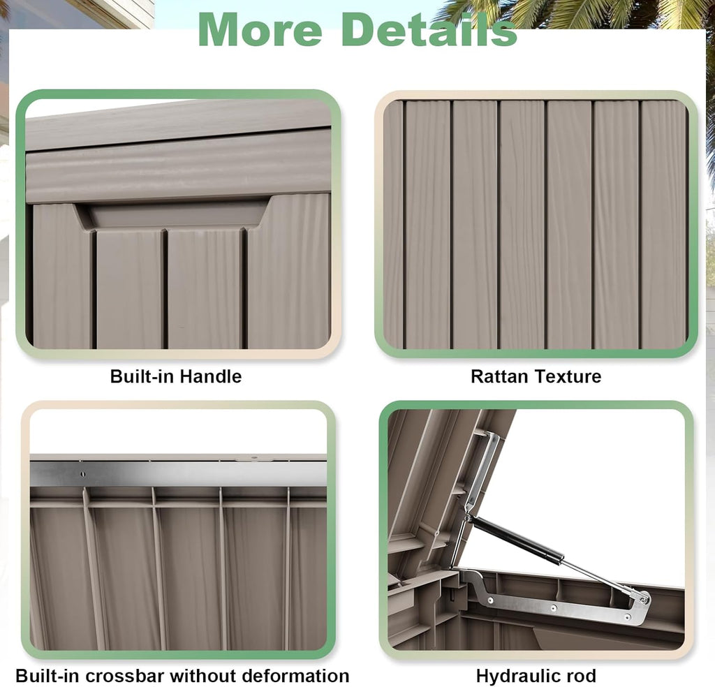 DRATO 80 Gallon Large Deck Box, Outdoor Storage Box for Patio Furniture, Patio Cushions, Gardening Tools, Pool Supplies 480lbs Weight Capacity,Waterproof Resin Storage Boxes