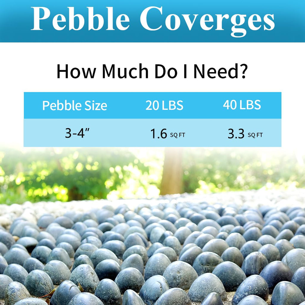 40lbs Large River Rocks for Landscaping, 3-4" Black Pebbles for Garden Design, Hand-Picked Smooth Stones for Fish Tank, Flower Pots, Indoor Water Fountains, Pathways, Backyard