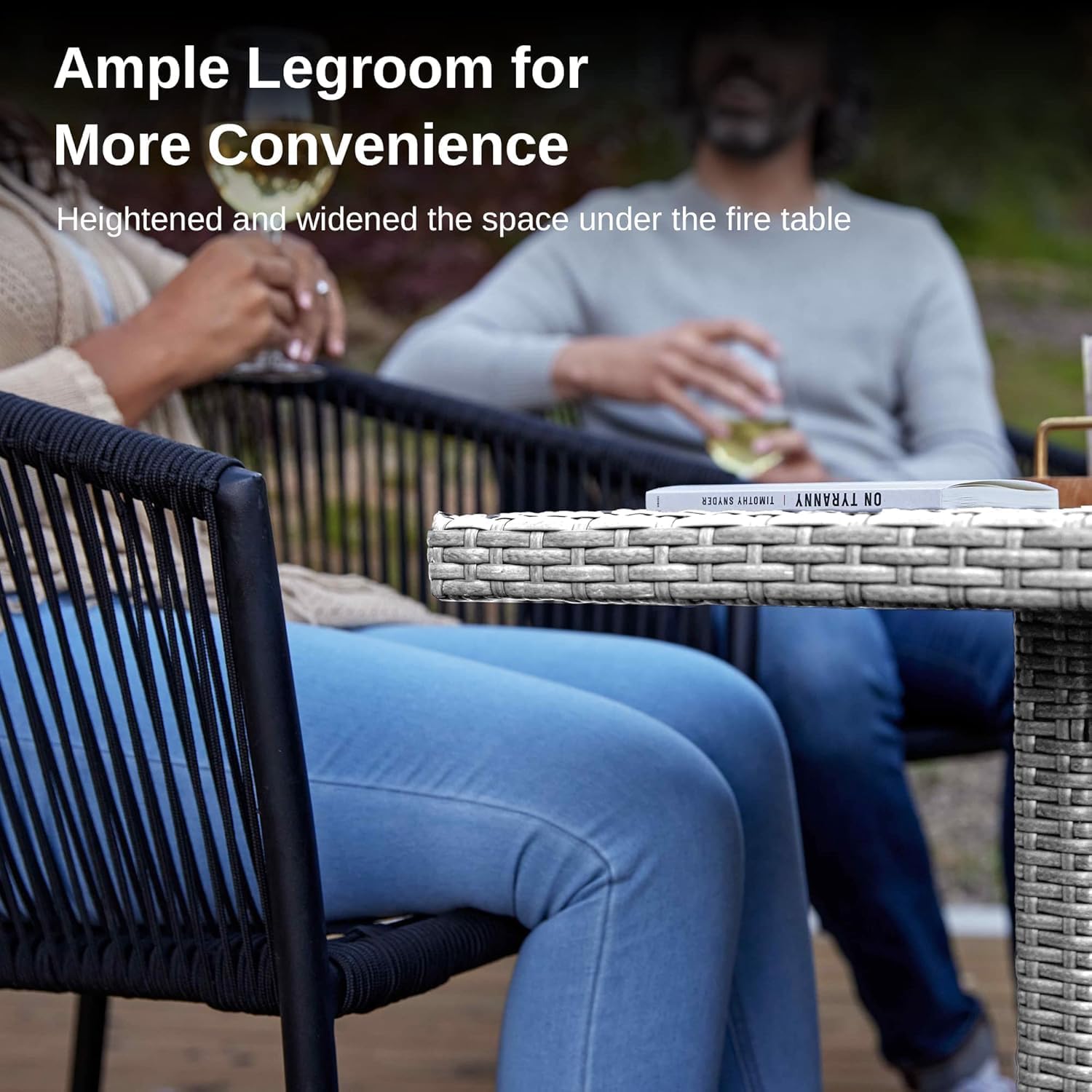 EAST OAK 44'' Propane Fire Pit Table, 60,000 BTU Gas Fire Table w/Aluminum Frame, H Type Burner and Tempered Glass Tabletop, CSA Listed Outdoor Patio Firepit, Fire Glass and Lid, Grey