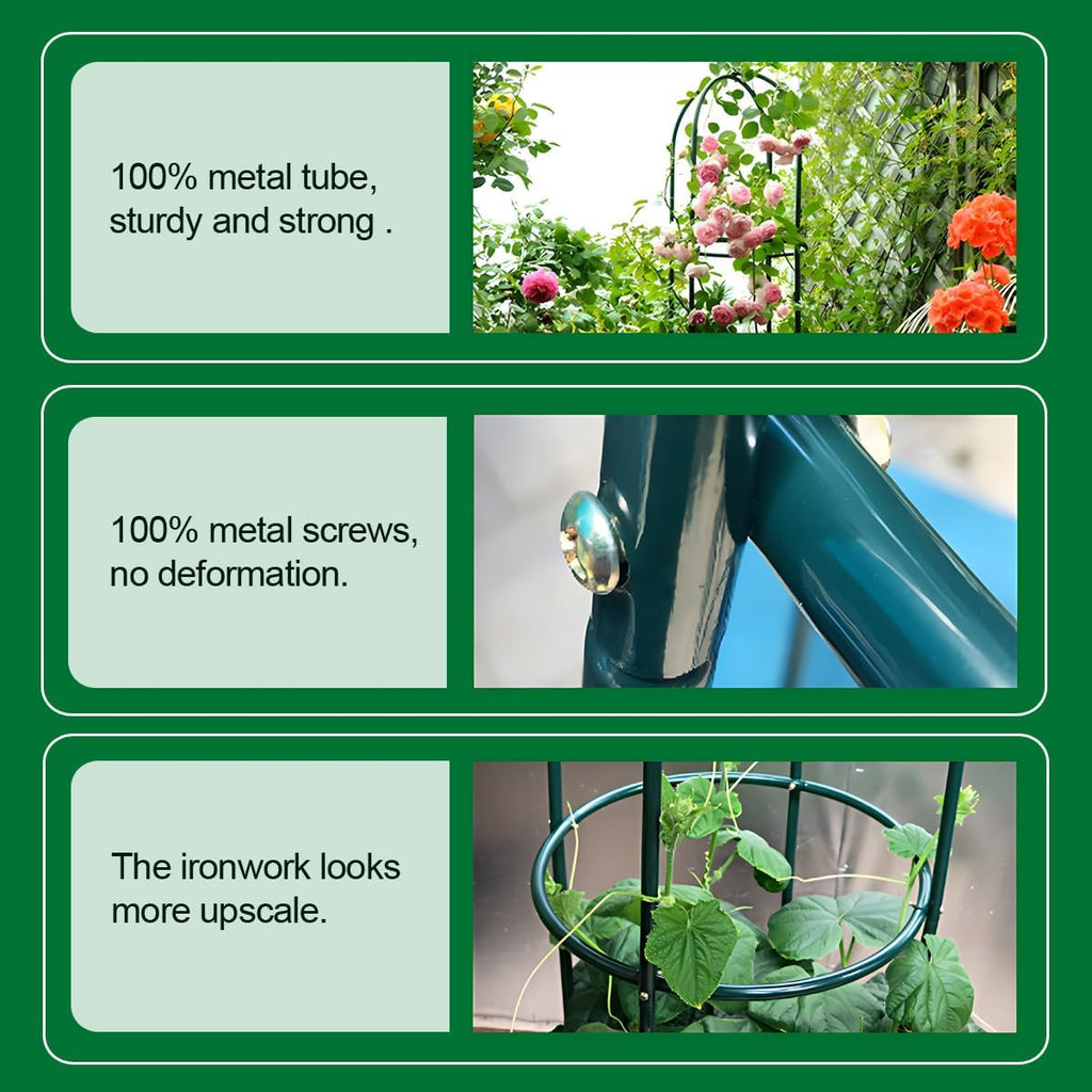 Tower Obelisk Garden Trellis 100% Metal 6.3 Feet Tall Plant Support for Climbing Vines and Flowers Stands,Black Green Lightweight Plant Tower