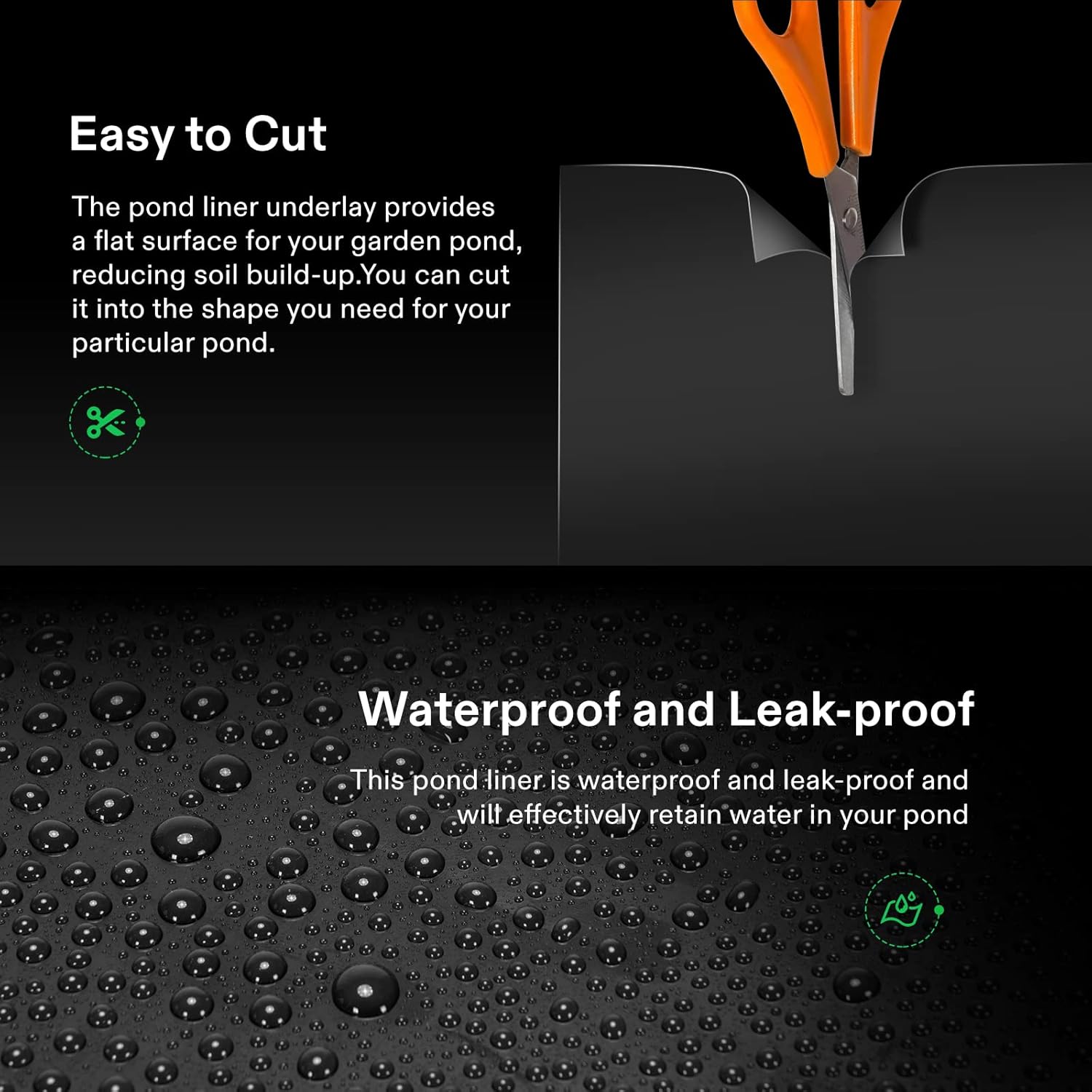 VIVOSUN 7 x 10 Feet Pond Liner, 14.5 Mil Durable LLDPE Pond Liners for Koi Ponds, Aquaculture and Water Gardens, Black