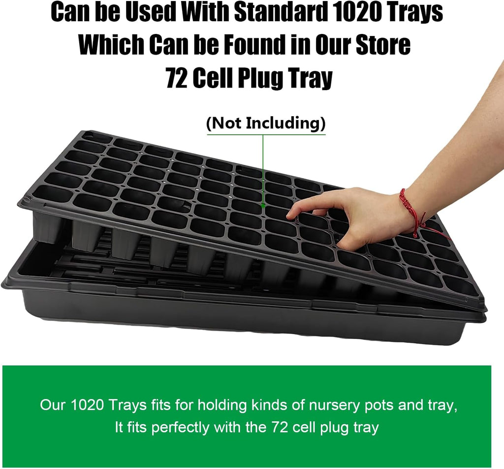 10 Pack 1020 Trays, Extra Thick Heavy Duty Seed Starting Trays - No Holes, No Leak, Reusable Propagation Flats for Microgreens, Seedlings, Plant Germination, Fodder and Transplant