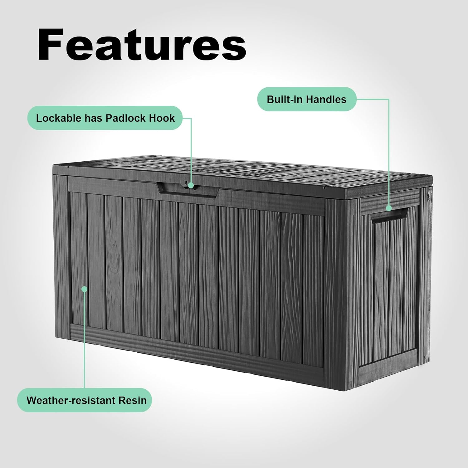 80 Gallon Outdoor Storage Box – Waterproof Deck Box for Garden & Patio,Black