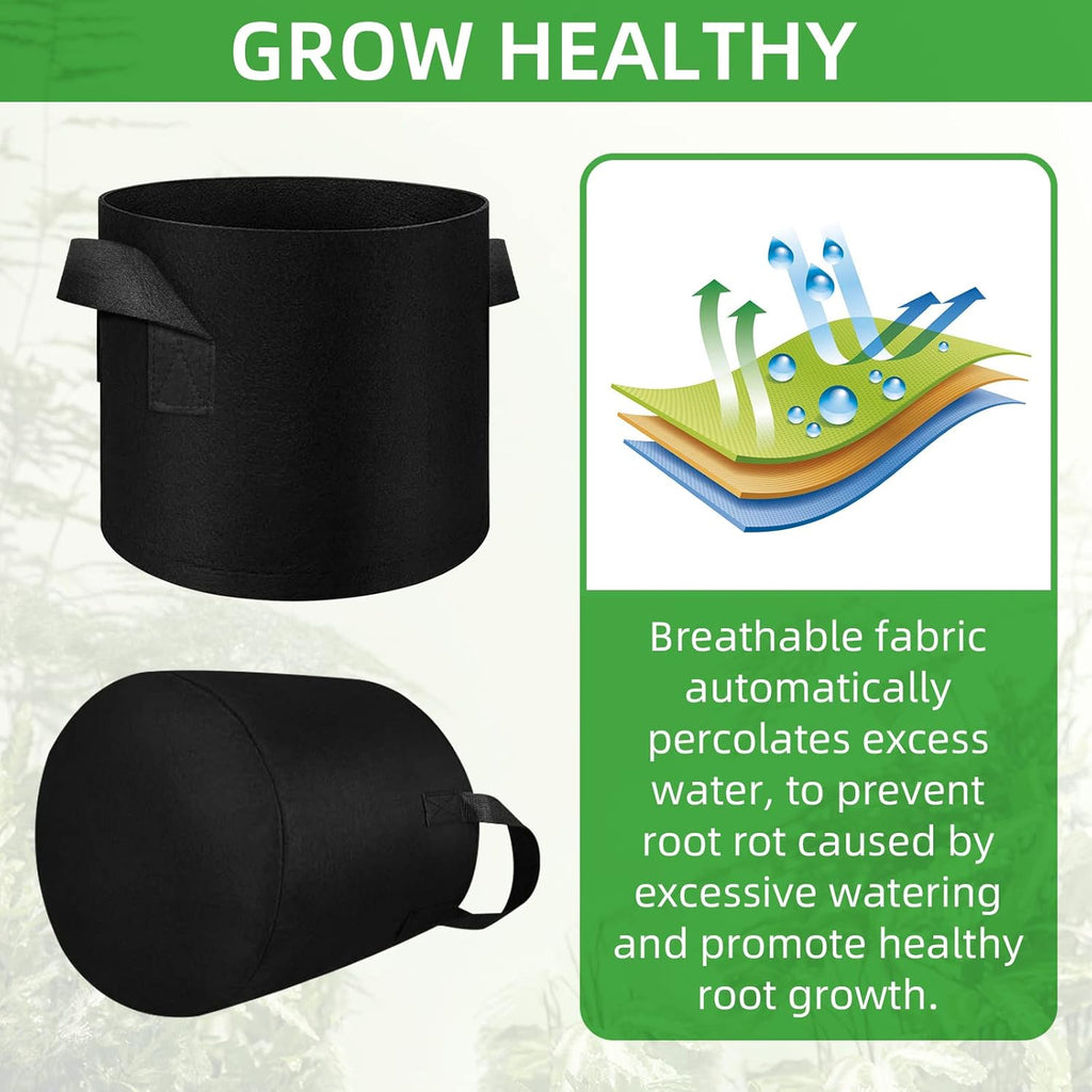 200-Pack 5 Gallon Fabric Grow Bags, Heavy Duty Thickened Nonwoven Plant Grow Bags Aeration Fabric Pots with Handles for Plants