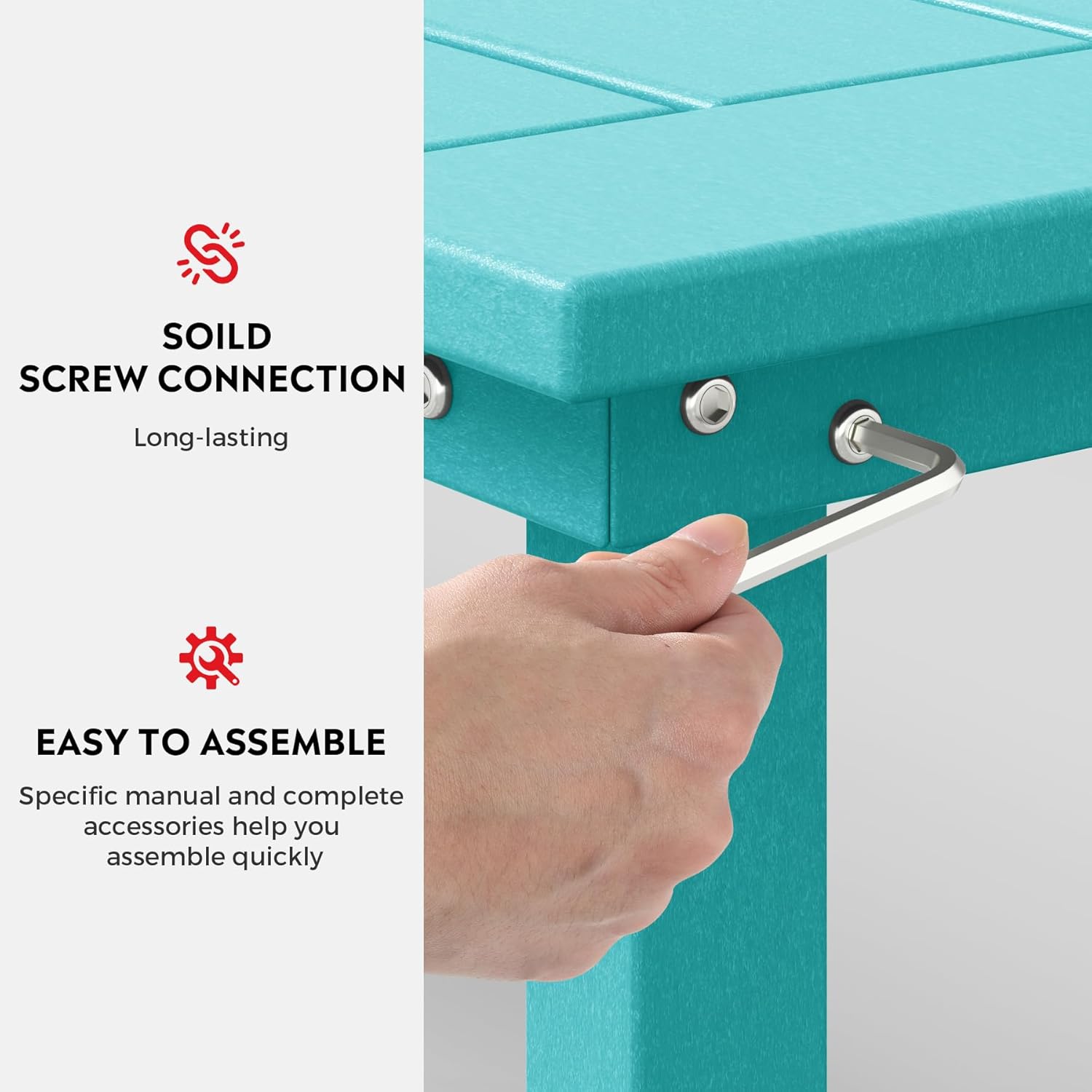 Outdoor Benches Weatherproof, Park Long Bench Poly Lumber Backless for Entryway Front Porch Garden Bench Seat for Patio, Turquoise