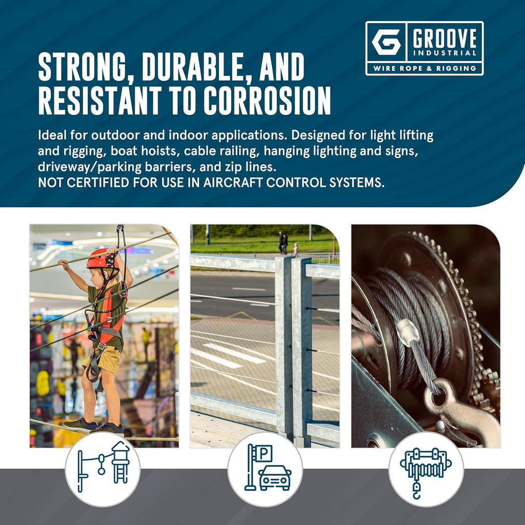 1/4’’ 7x19 Hot Dip Galvanized Aircraft Cable – Steel Wire Rope - 800 Feet