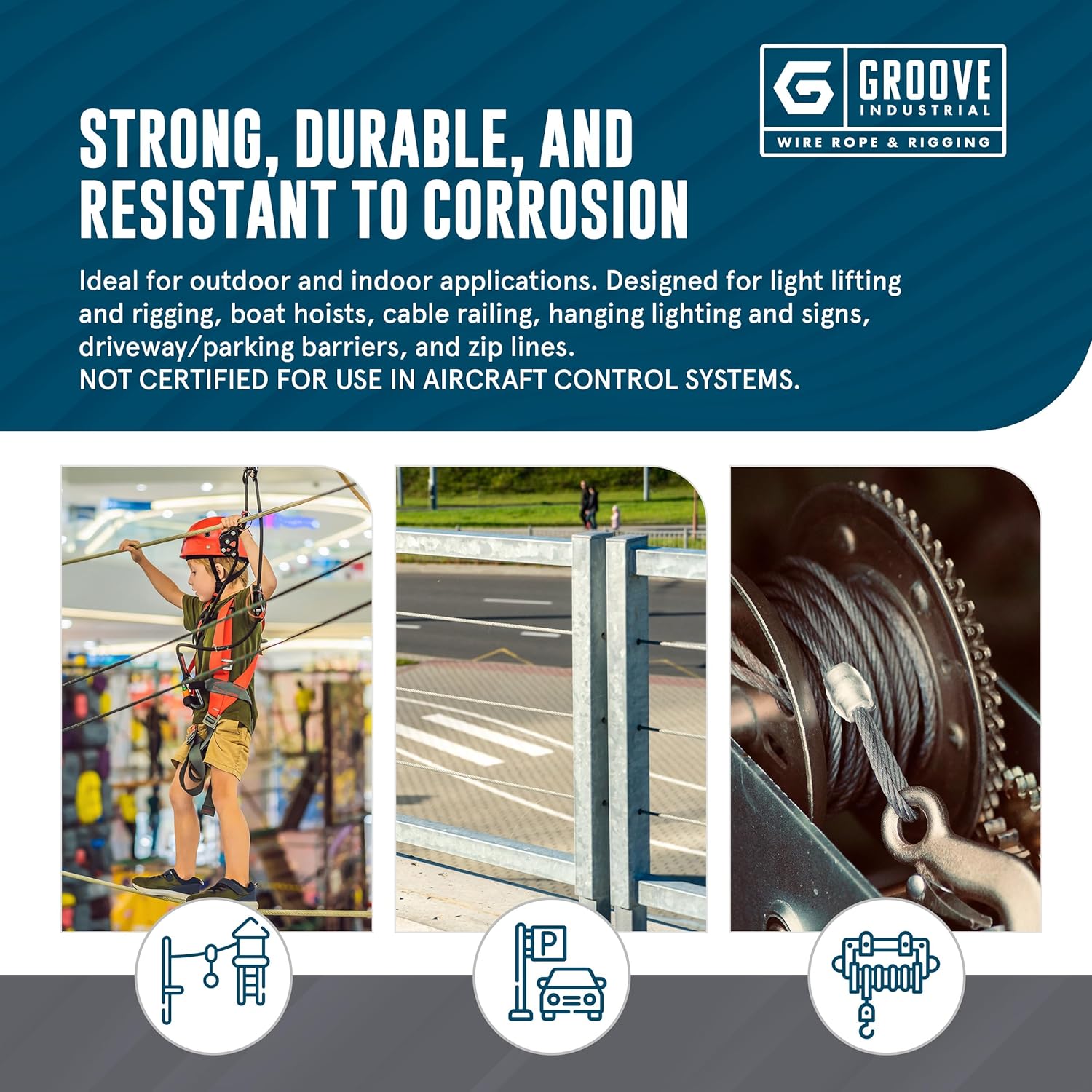 1/8’’ 7x19 Hot Dip Galvanized Aircraft Cable – Steel Wire Rope - 3000 Feet