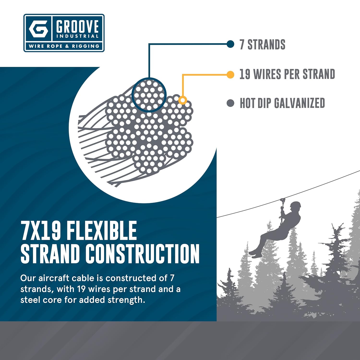 1/4’’ 7x19 Hot Dip Galvanized Aircraft Cable – Steel Wire Rope - 2000 Feet