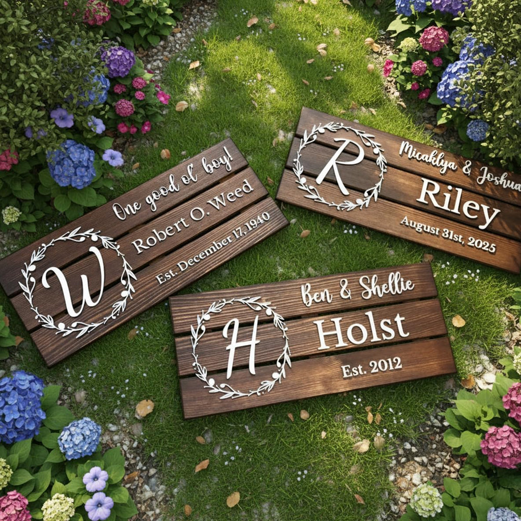 Personalized Wooden Monogram Family Sign with Couples Names, Custom Name Sign, Unique Wedding Gift for Couples, Rustic Established Date Plaque, Gifts for Wife