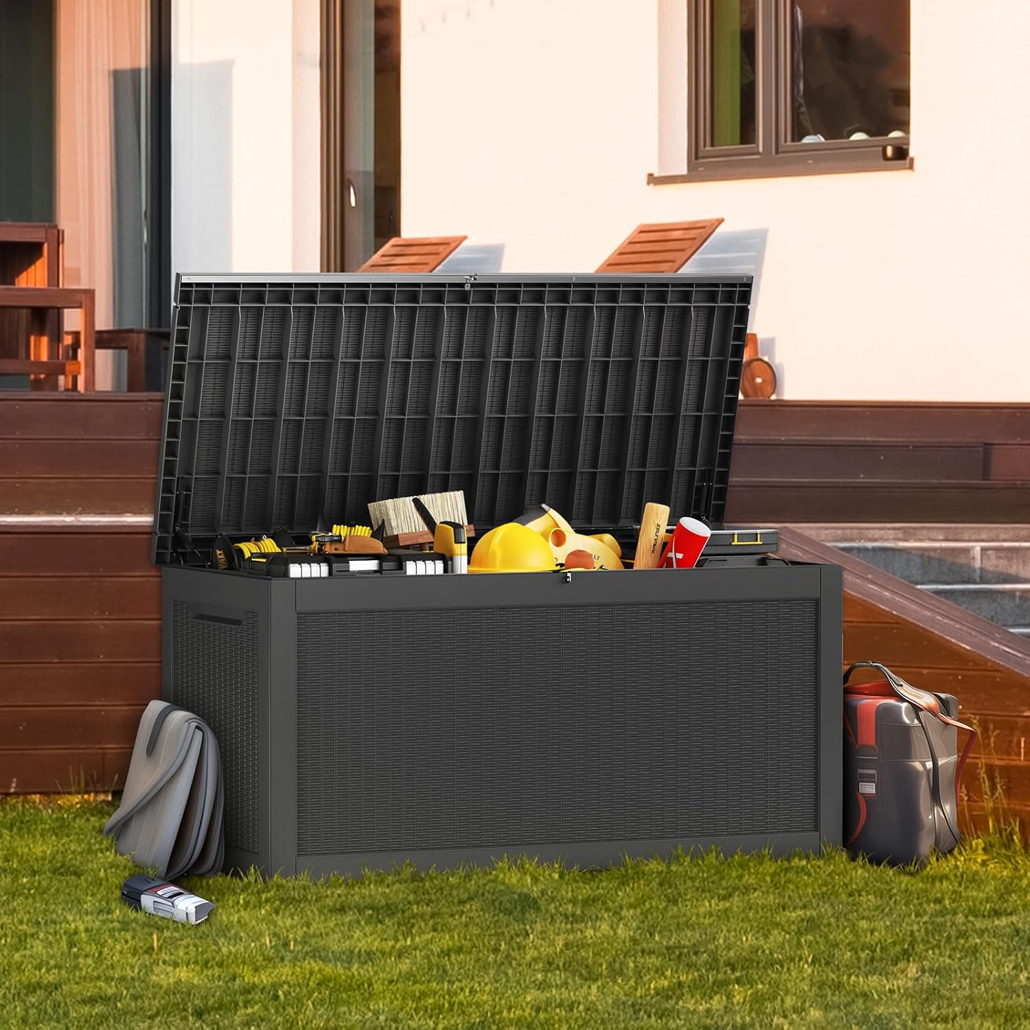 260 Gallon Outdoor Storage Box – Waterproof Deck Box for Garden & Patio,Black