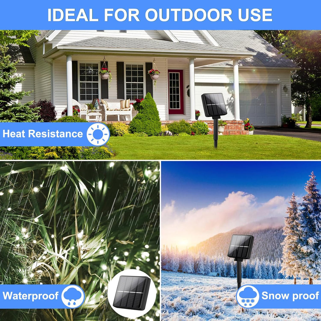 Brightever Outdoor String Lights Solar Powered, 2-Pack Total 80FT 200LED Solar Fairy Lights for Outside Waterproof with 8 Lighting Modes, Solar Twinkle Lights Outdoor for Garden (Daylight White)