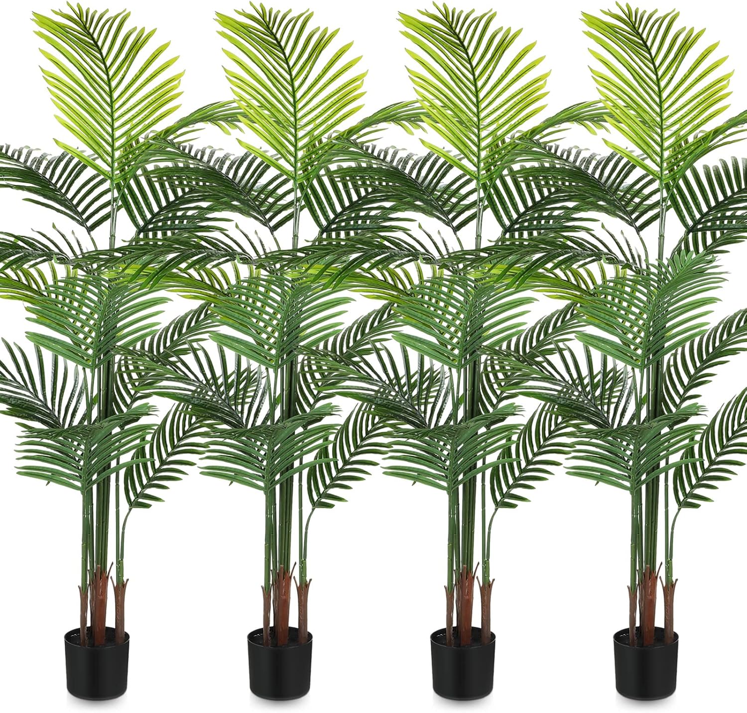 Jexine 4 Pack Artificial Palm Trees 5Ft, Fake Plants Fake Trees Artificial Areca Palm Plants for Outdoor Indoor Faux Palm Tree in Pot for Pool Home Decor Office Housewarming Gift Modern Decoration