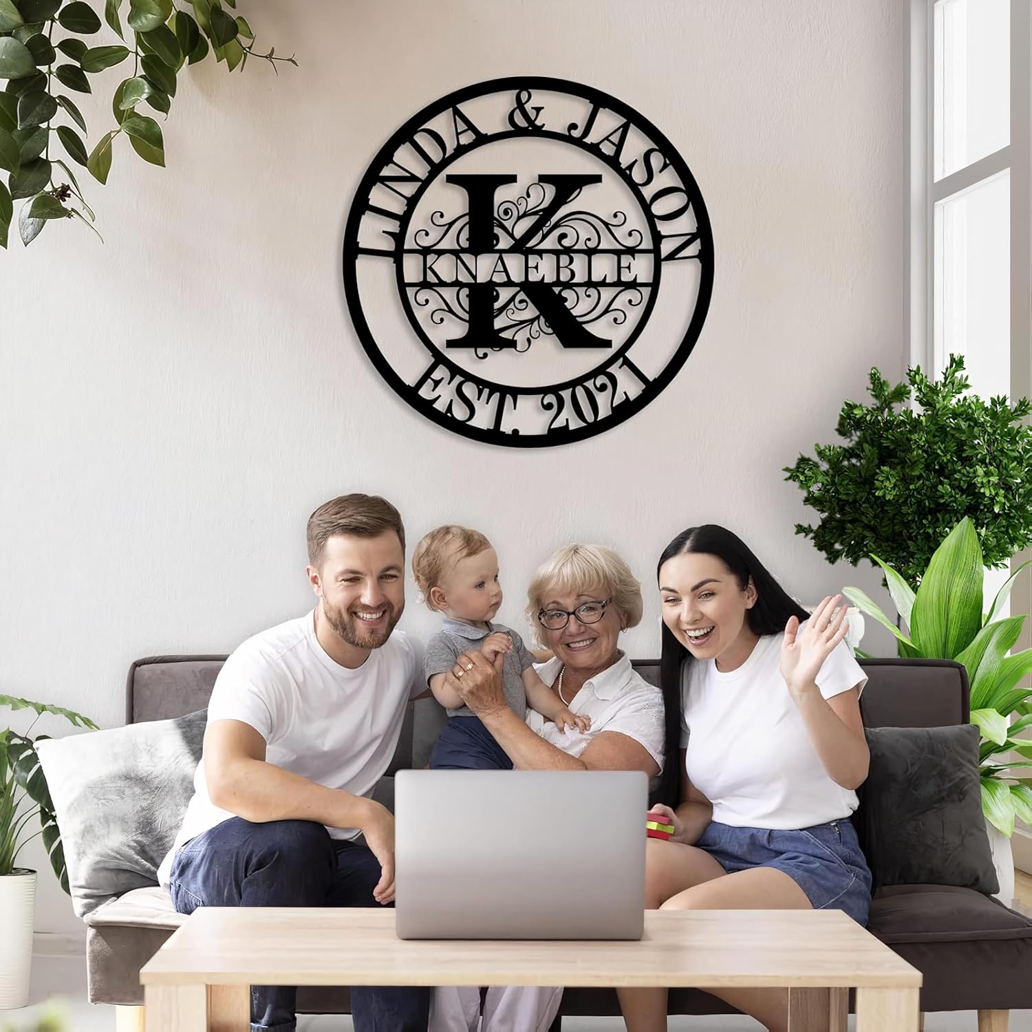 Personalized Metal Name Signs, Split Letter Monogram Wall Decor, Custom Last Name Sign, Family Name Sign for Outdoor, Personalized Wedding Gift, Garden Decor, Metal Wall Art, Housewarming Gift (MonogramDesign_8)