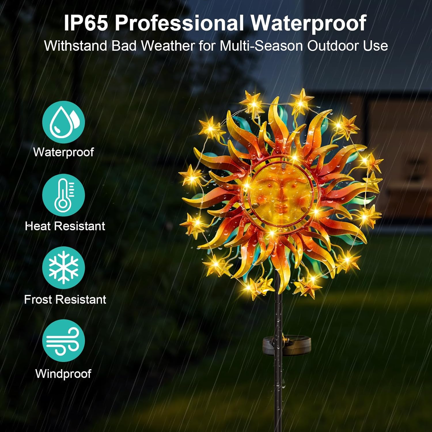 Solar Wind Spinners for Yard Garden - 60.3 Inch 360° Metal Sun Wind Sculptures Outdoor Clearance Kinetic Windmills with Vine String Shining LED Lights for Patio, Lawn Xmas Garden Decoration