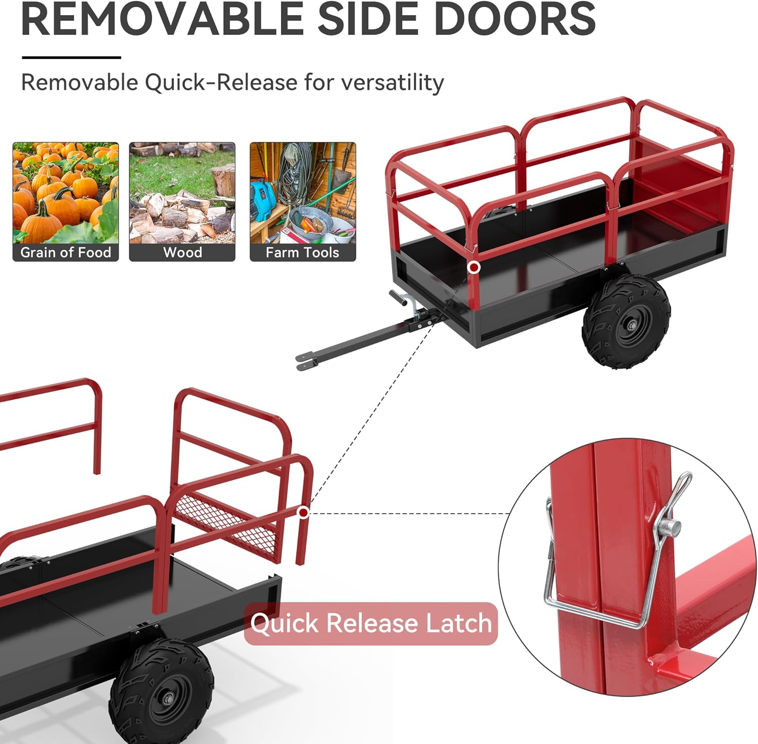 YITAMOTOR 1500lbs ATV Trailer Dump Cart Tow Behind, 15 Cubic Feet, Heavy Duty Yard Garden Trailer Pull Behind Dump Trailer for Lawn Mower Tractor