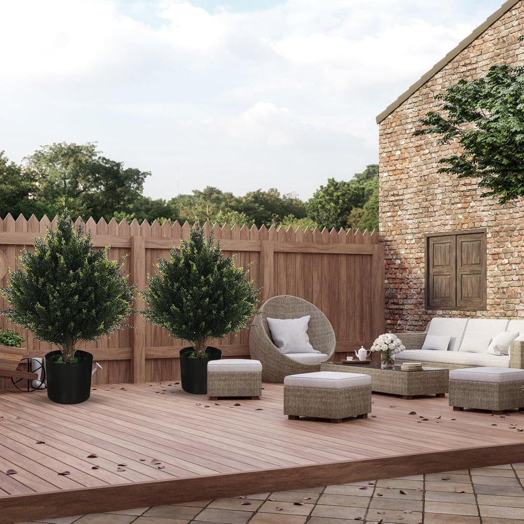 19” Artificial Cedar Outdoor Artificial Shrub Sunlight Resistant Leafy Potted Plant for Indoor Porch of Home and Office Artificial Outdoor Tree Topiary Trees