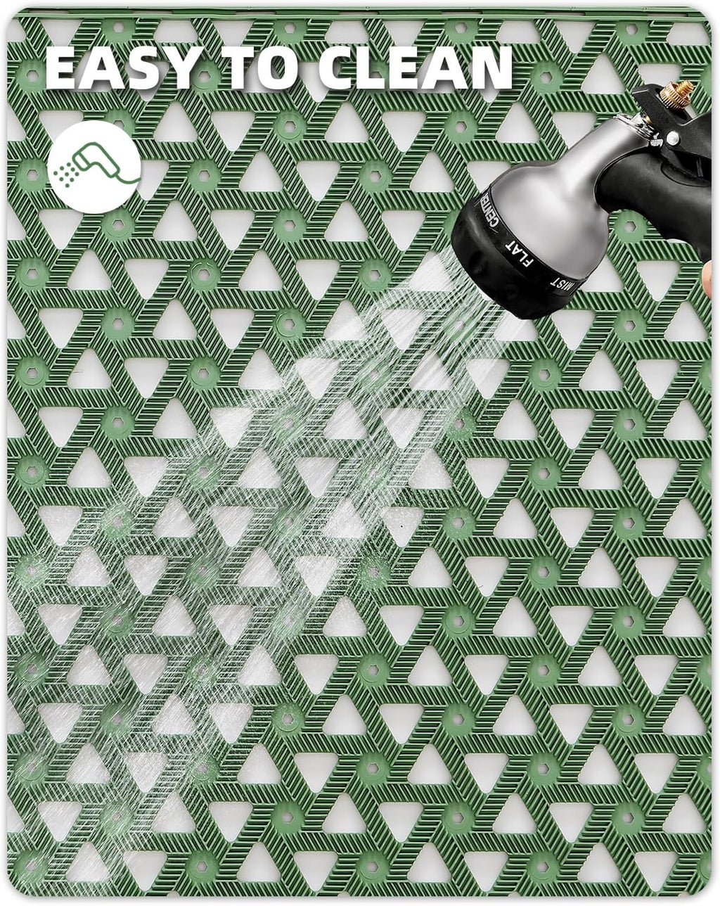 Color&Geometry Door Mat Outside Entrance with Drainage, Rubber Heavy Duty Dirt Trapper Waterproof Outdoor Welcome Mat, Outdoor Mats All Weather for Front Back Door Patio Entryway Entry,19"X30" Green