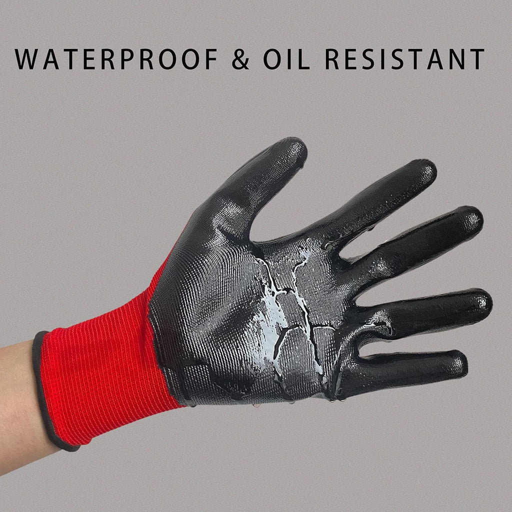 Evridwear Work Gloves with Grip Rubber Coated for Men Women Warehouse Mechanic,12 Pairs Bulk