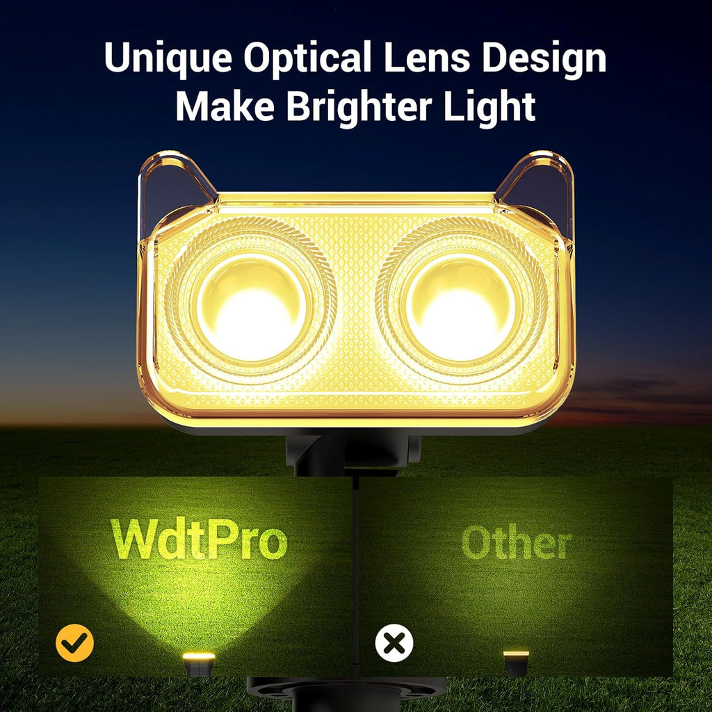 WdtPro Solar Lights Outdoor Waterproof, Solar Spot Lights Outdoor, 30H+ Runtime Spotlights, Auto ON/Off, Dusk to Dawn Lighting for Yard Patio Garden Pathway Landscape 2P