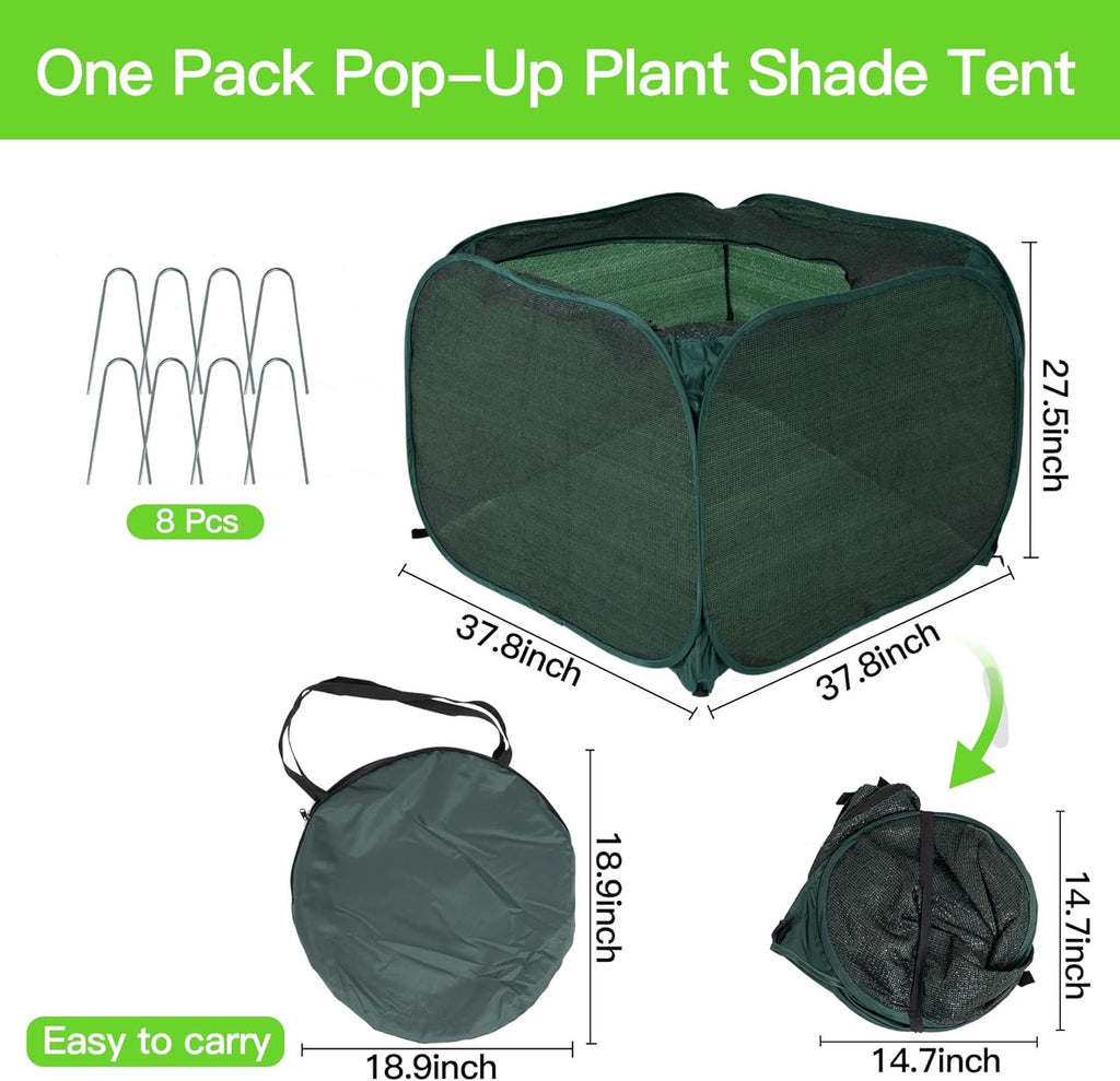 Porayhut Pop up Sunshade Cloth,Pack of 1,Easy Open Crop Shade Net UV Resisitant Plant 80% Sunblock Net for Plant Mini Flower Pot with Stakes