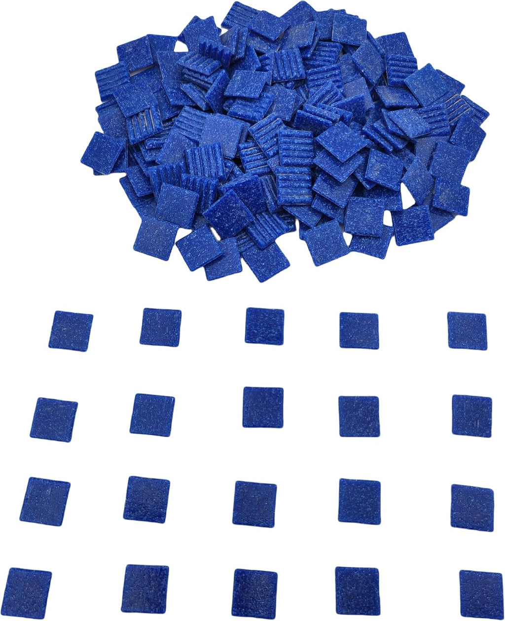 3/4 inch Quartz Glass Mosaic Tiles for Crafts, 1.1 LB, Square Mosaic Pieces for DIY Picture, Home Mosaic Decoration (Navy Blue)