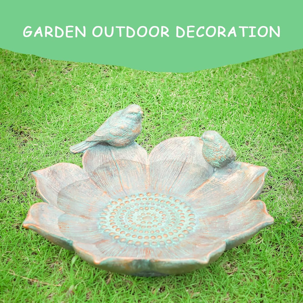 MUMTOP Bird Baths for Outdoors, Antique Outdoor Garden Bird Bath Resin Birdbath Bowl with Vintage Bird Ornament for Outside Yard Table Decor