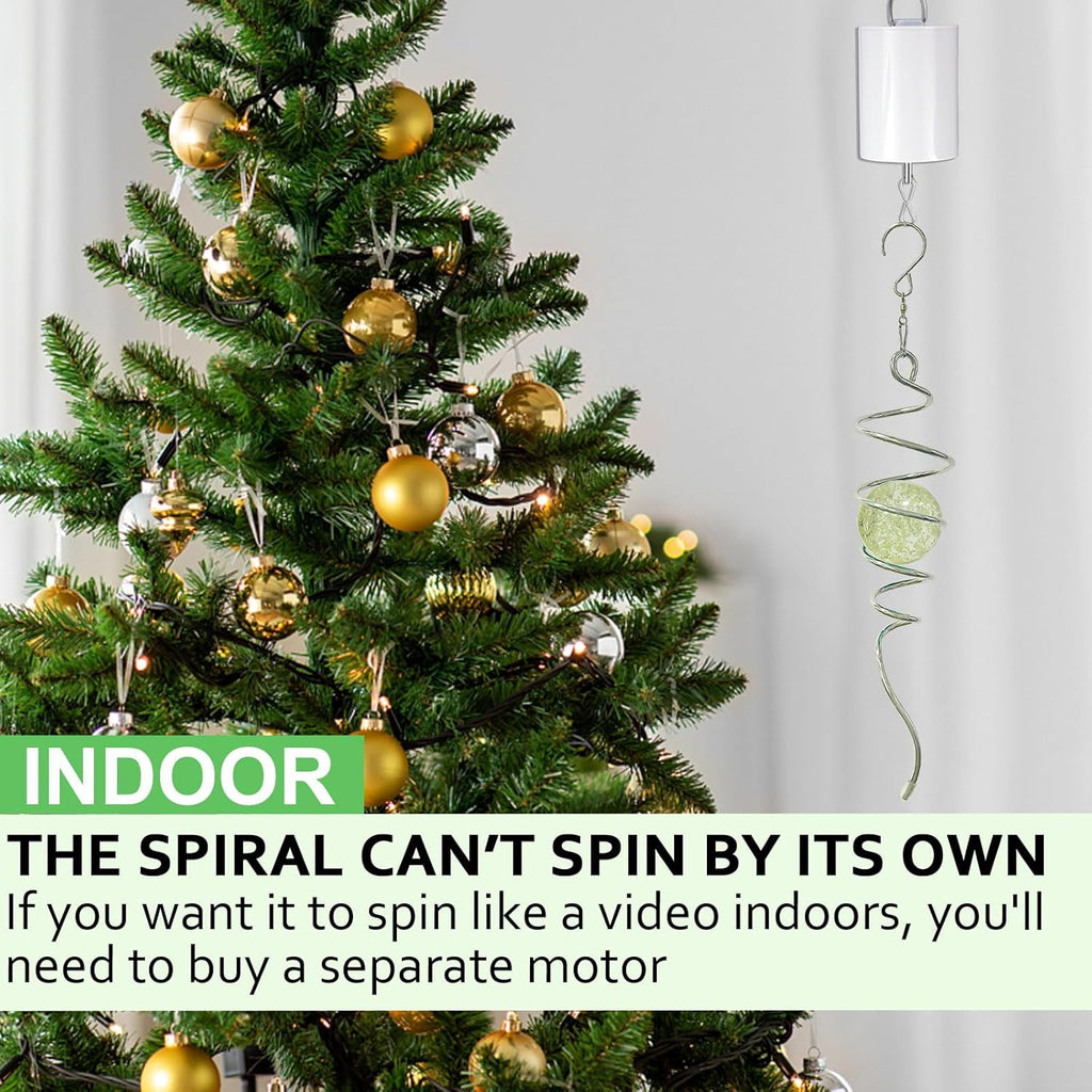 Glow in The Dark Gazing Ball Spiral Tail,Wind Spinner Tail Yard Art Decor,Hanging Rotating Sun Catcher Wind Spinners Stabilizer,Indoor Outdoor Garden Decoration Christmas Ornament-13in