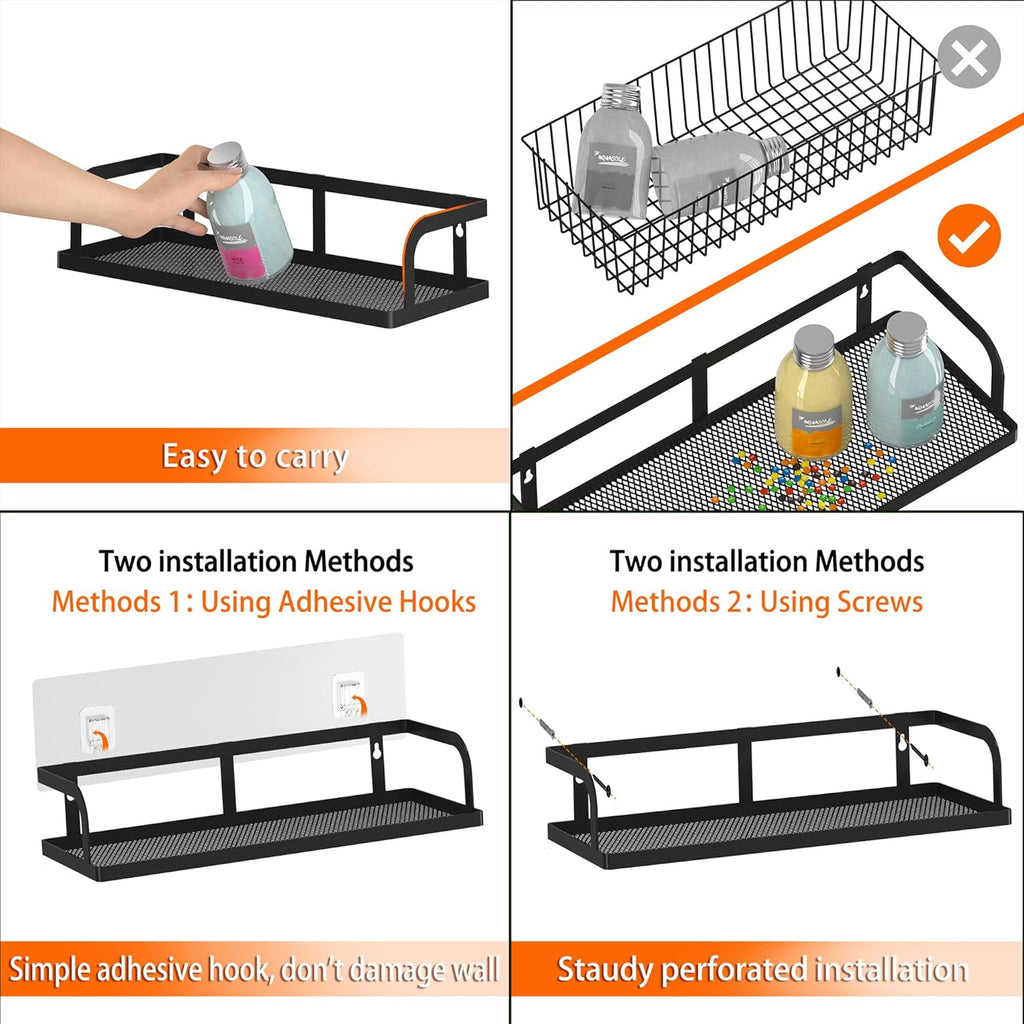 PUSDON Metal Wall Hanging Basket 2 Packs DIY Suitable for Multiple Scenes - Black Hollowout 12.6in