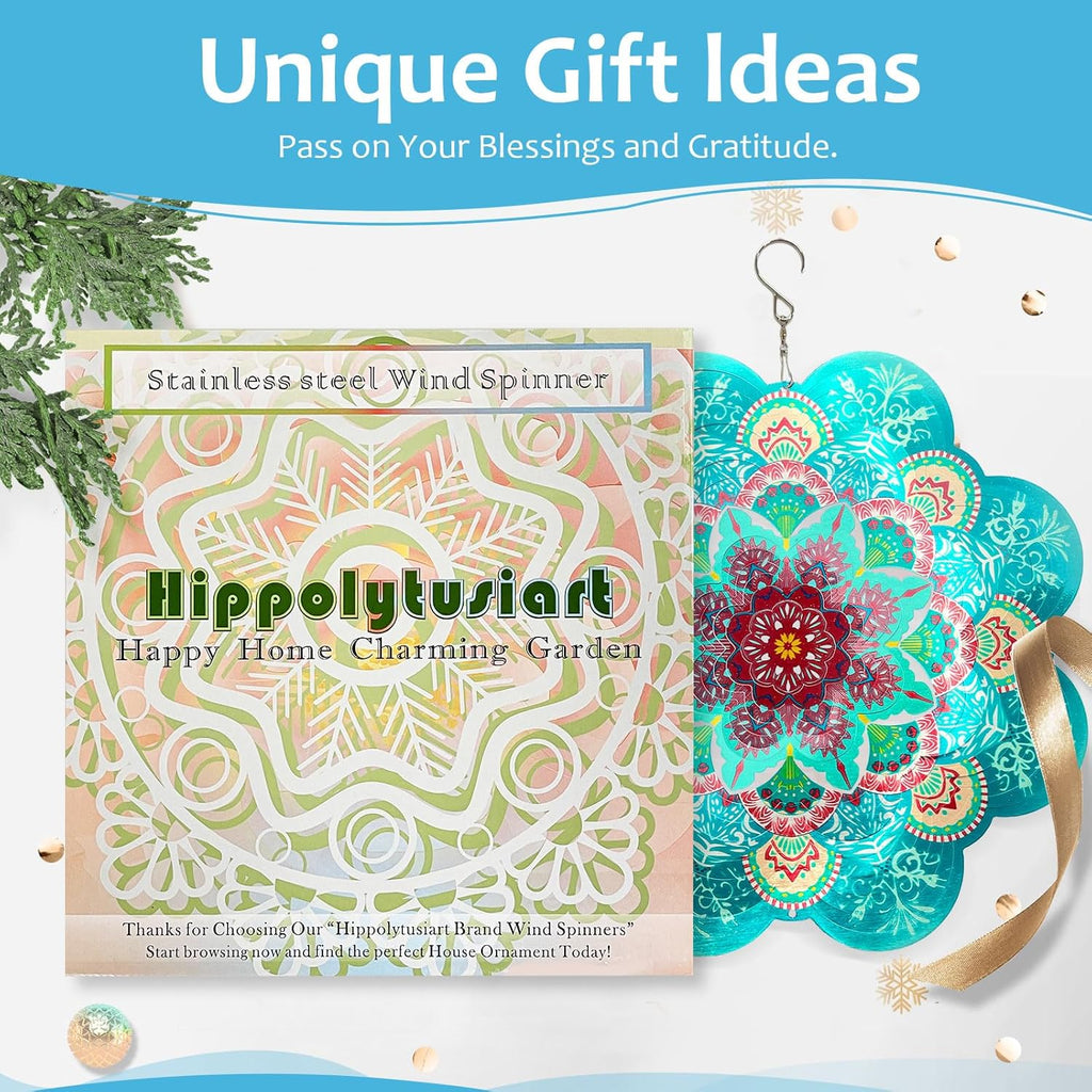 Wind Spinner Mandala Lucky Firework,12inch Hanging Wind Spinner Lucky Gifts for Women/Mother/Grandma/Father/Mom/Wife,Outdoor&Indoor Garden Decorations Yard Art Christmas Ornament