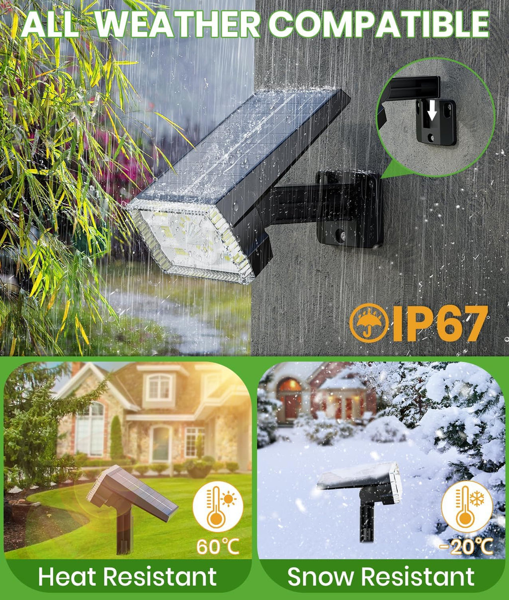 Solar Spot Lights Outdoor, 58 LED 8 Color Modes Solar Pathway Lights, Multicolor RGB Flood Light Waterproof IP67, 2-in-1 Wall Light for Tree Garden Pathway (Multicolor, 4 Pack)