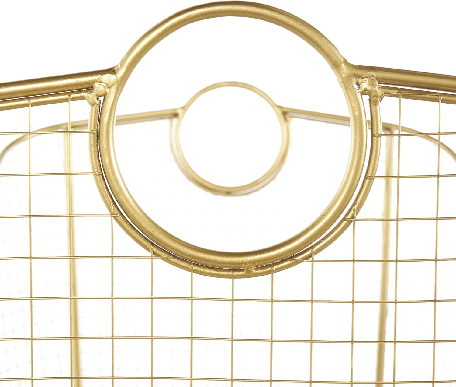 Deco 79 Metal Geometric Decorative and Functional Storage Basket Wire Grid Basket Organizer with Curved Edges Ring Handles, Basket for Storage 30" x 20" x 20", Gold