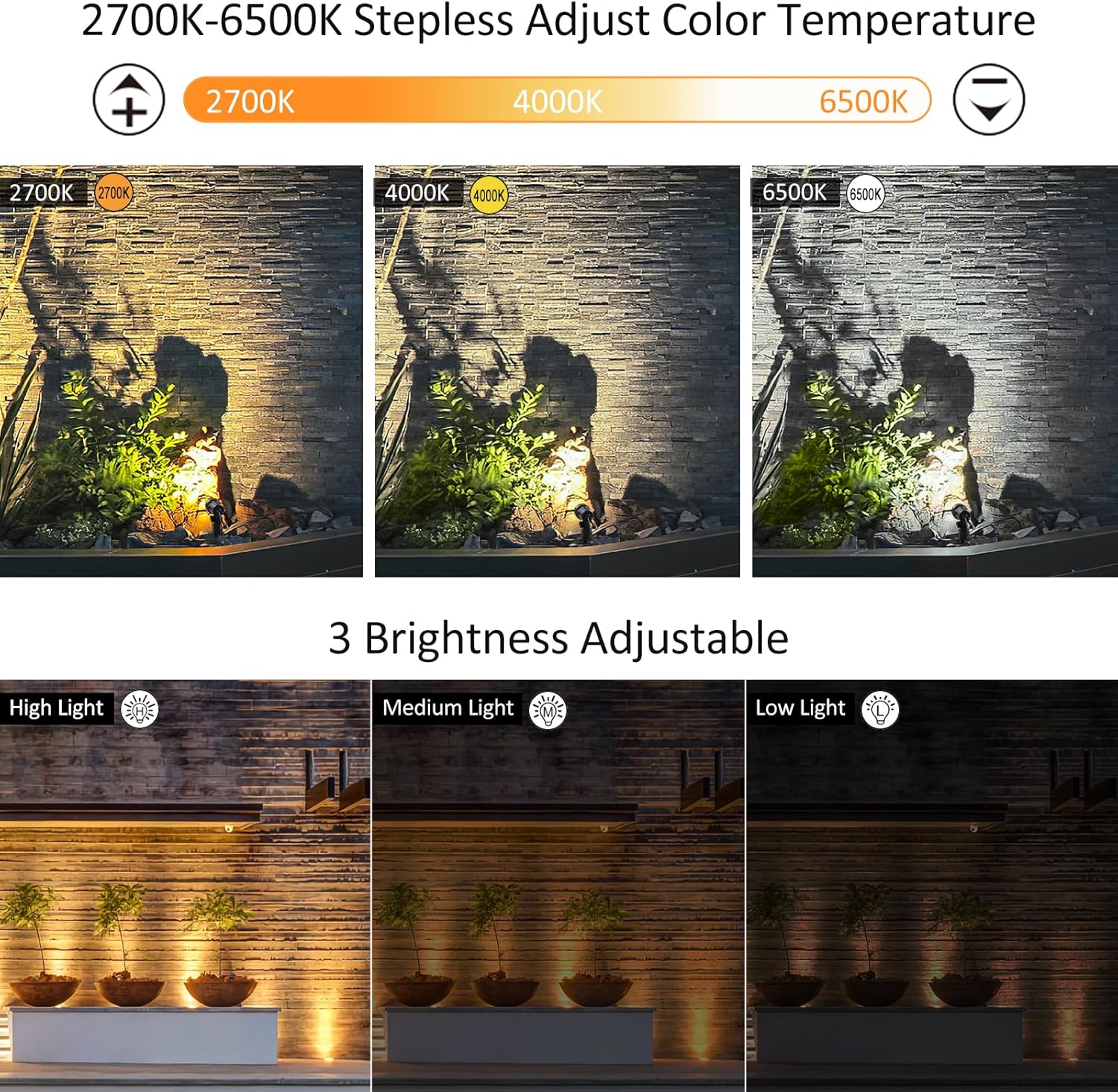 CLY Solar Landscape Spotlights, Solar Landscape Lights Outdoor IP66 Waterproof, Remote Control 2Modes 3Brightness Adjustable 2700-6500K Auto On/Off 14M Cable for Garden Pathway Trees Flag 4 in 1