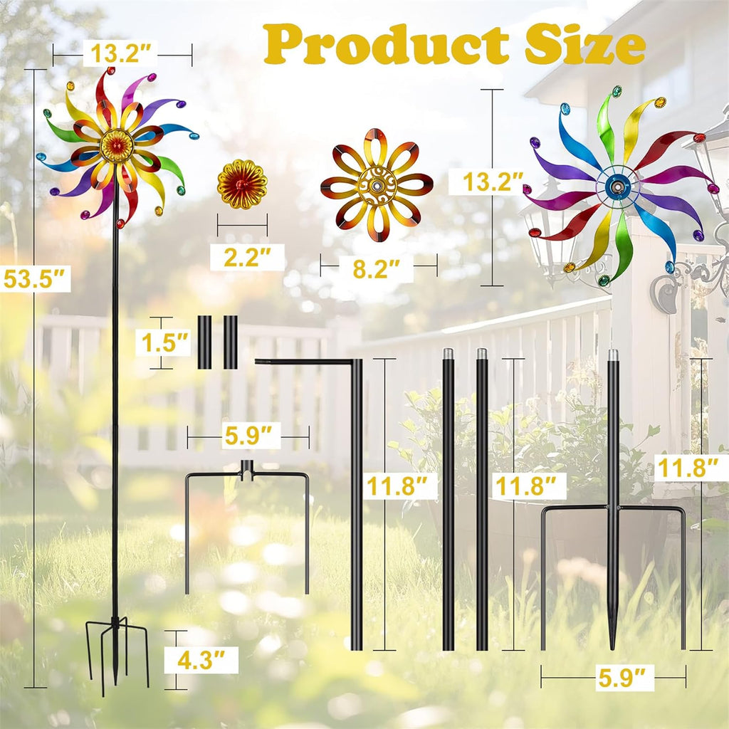 Wind Spinners Outdoor Yard Decoration - Windmill Wind Sculptures & Spinners Metal Yard Art Flower Pinwheels for Garden Patio Lawn Decor