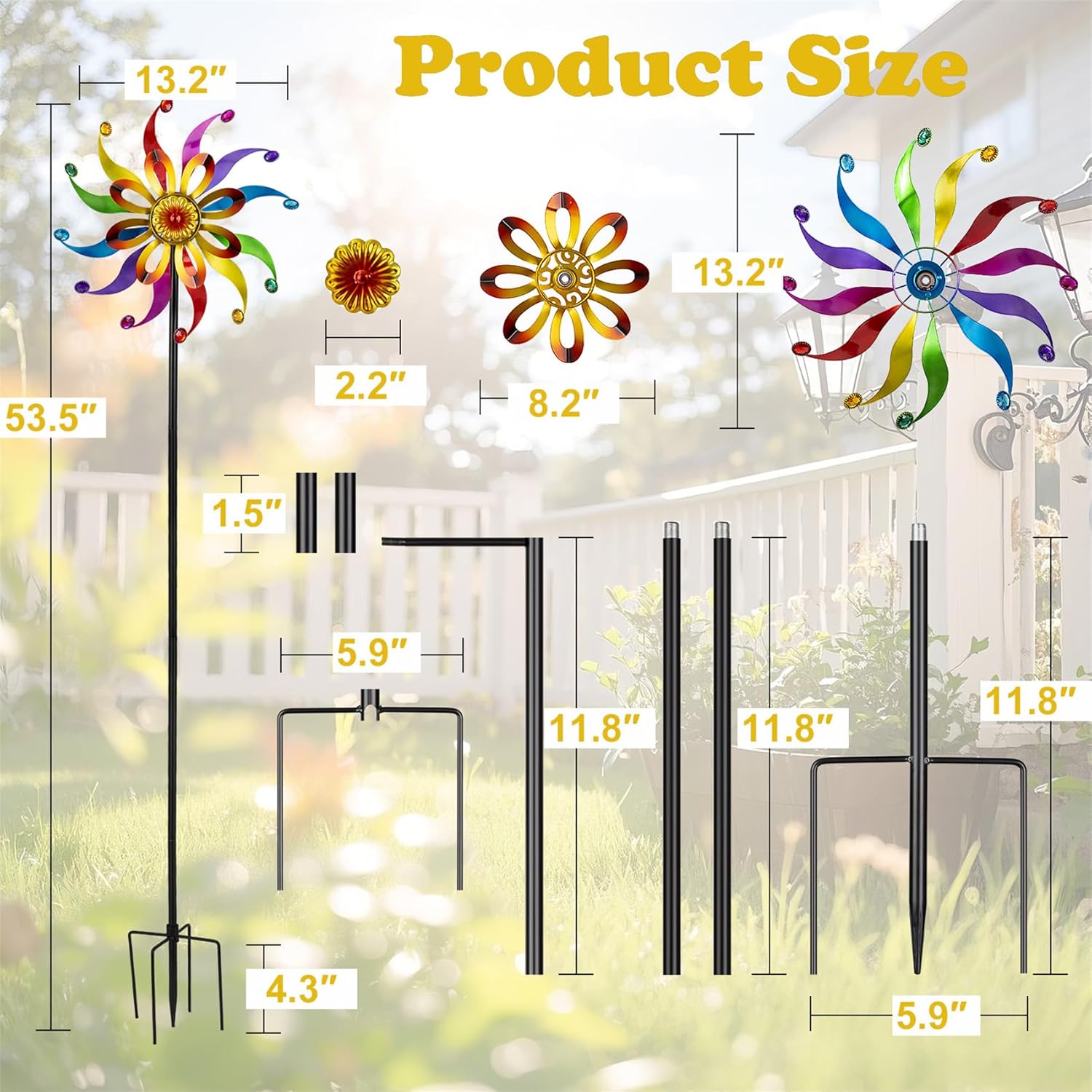 Wind Spinners Outdoor Yard Decoration - Windmill Wind Sculptures & Spinners Metal Yard Art Flower Pinwheels for Garden Patio Lawn Decor