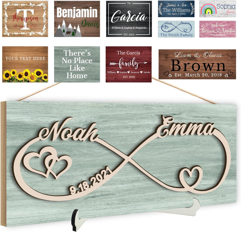 Custom Wood Sign Prsonalized Text Business 3D Home Decor, Personalized Rustic Plaque Board Hanging Wooden Name Sign for Wall Art, Customized Signs Plank Decoration Gifts for Wedding Family Farmhouse Kitchen, Rectangle