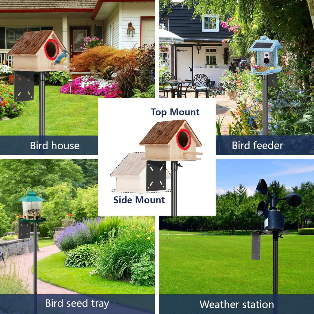 Smart Bird Feeder Pole - (32-92 Inch) Adjustable Bird House Pole Compatible with BirdBuddy, Outdoors Weather Station and Variety of Smart Birdhouse Styles, Heavy Duty Bird Feeder Stand Mount Kit