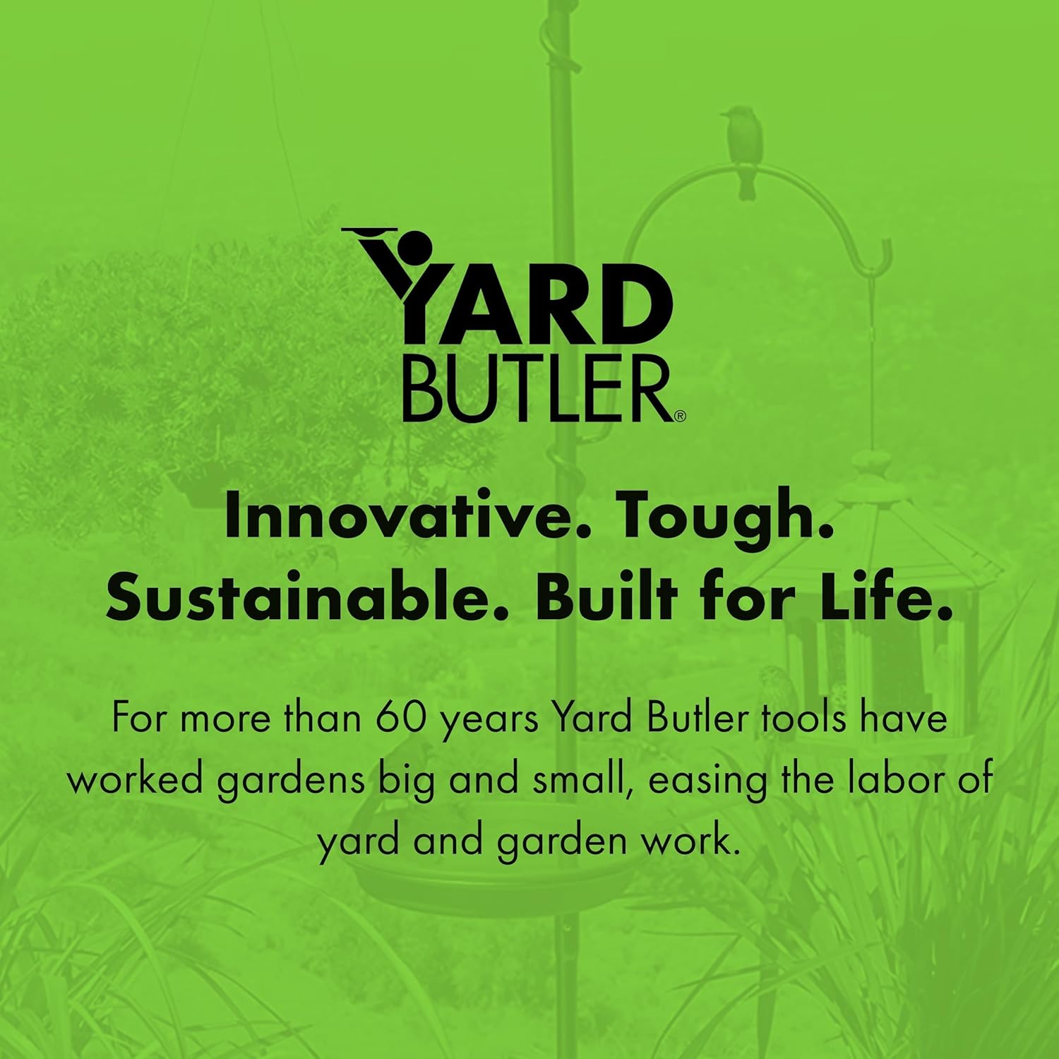 Yard Butler Yard Tree Bird Center - Durable Bird Feeder Holder & Hanging Plant Stand with 3 Hooks & Birdbath Ring - Beautiful Yard Decoration