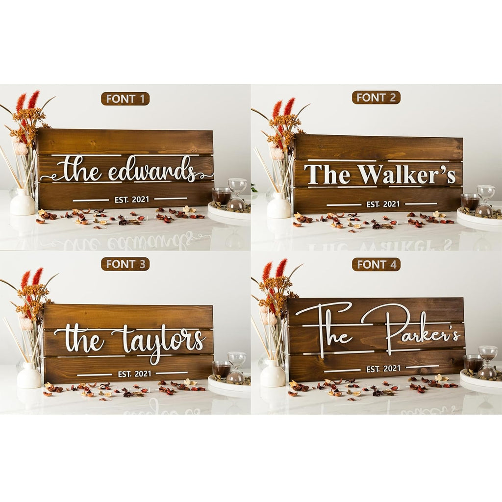Personalized Handmade Wood Sign | Family Name Rustic Wall Decor | Wedding & Anniversary Gift | Custom Last Name Plaque | Unique Home Decor (Small)