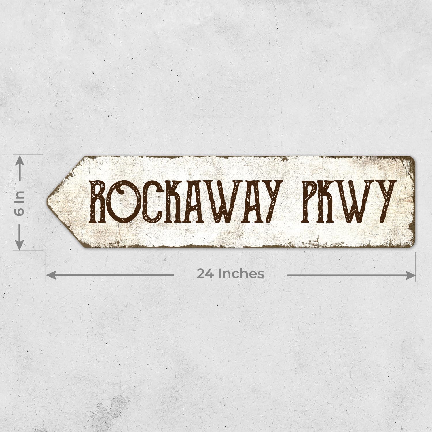 Rustic Custom Sign, Personalized Left Directional Metal Composite Street Sign for Indoor and Outdoor Use 6x24 Inches, ACM Made in the USA