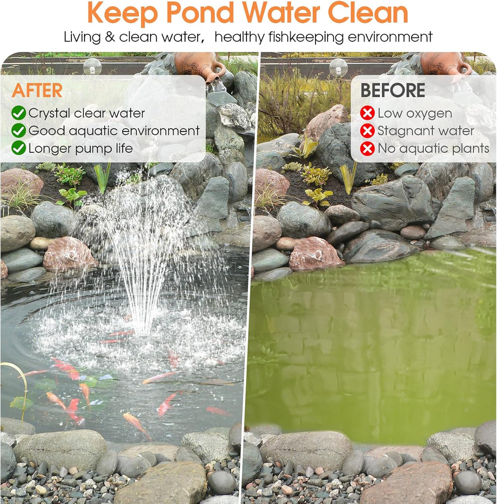 Antfraer 30W Solar Pond Filter with Water Pump,Solar Pond Pump with 6.6FT PVC Tubing/ 16.5FT Cord, Pond Filter for Outdoor Garden Waterfall DIY Water Features