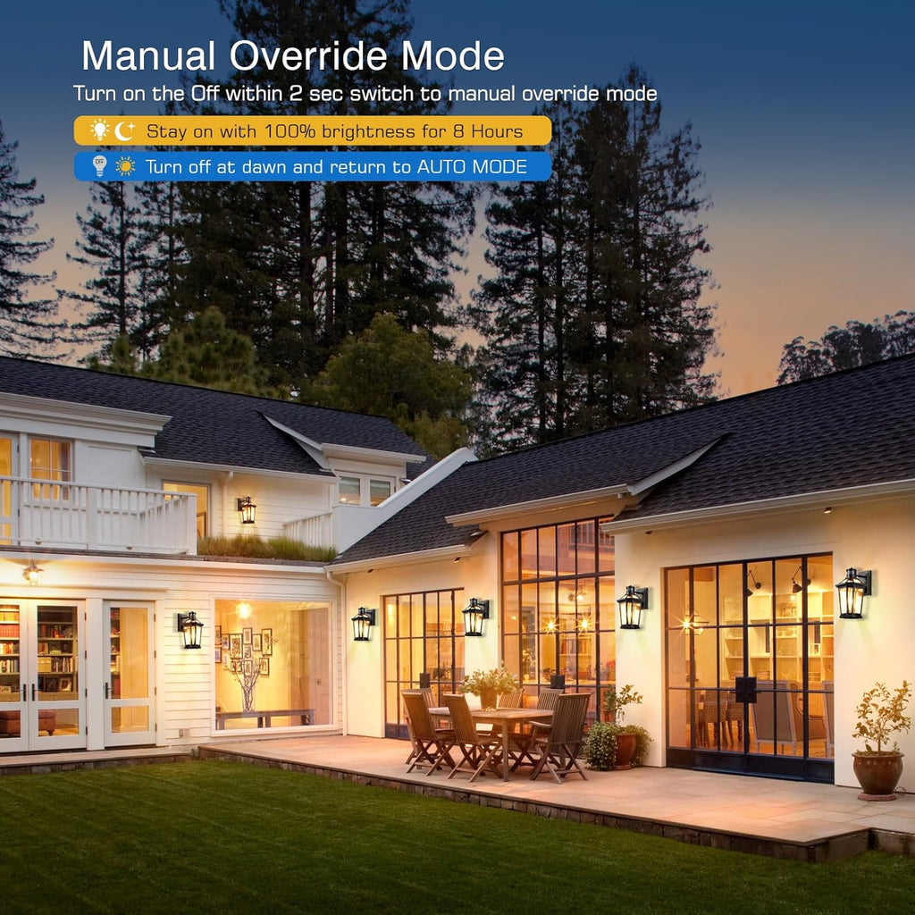 VIANIS Motion Sensor Outdoor Lighting, Outdoor Wall Lights Wall Mount with Clear Glass, Black Dusk to Dawn Garage Light Sconce, Waterproof Exterior Lights for House, Brightness Distance Adjustable