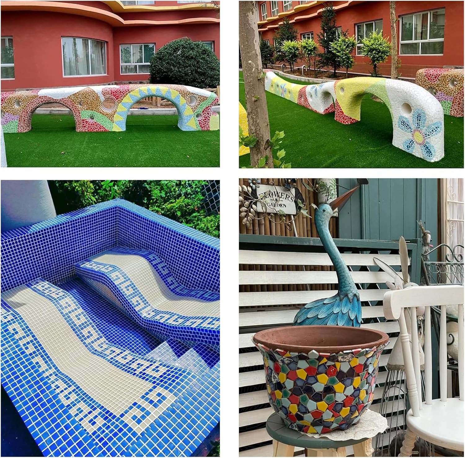 50 Pieces Light Blue Mosaic Tiles for Crafts 1" Ceramic Tiles Assorted Colors Square Ceramic Mosaic Project Supplies for Photo Frame Mosaic Stepping Stones Bath Old Pool Furniture Decor