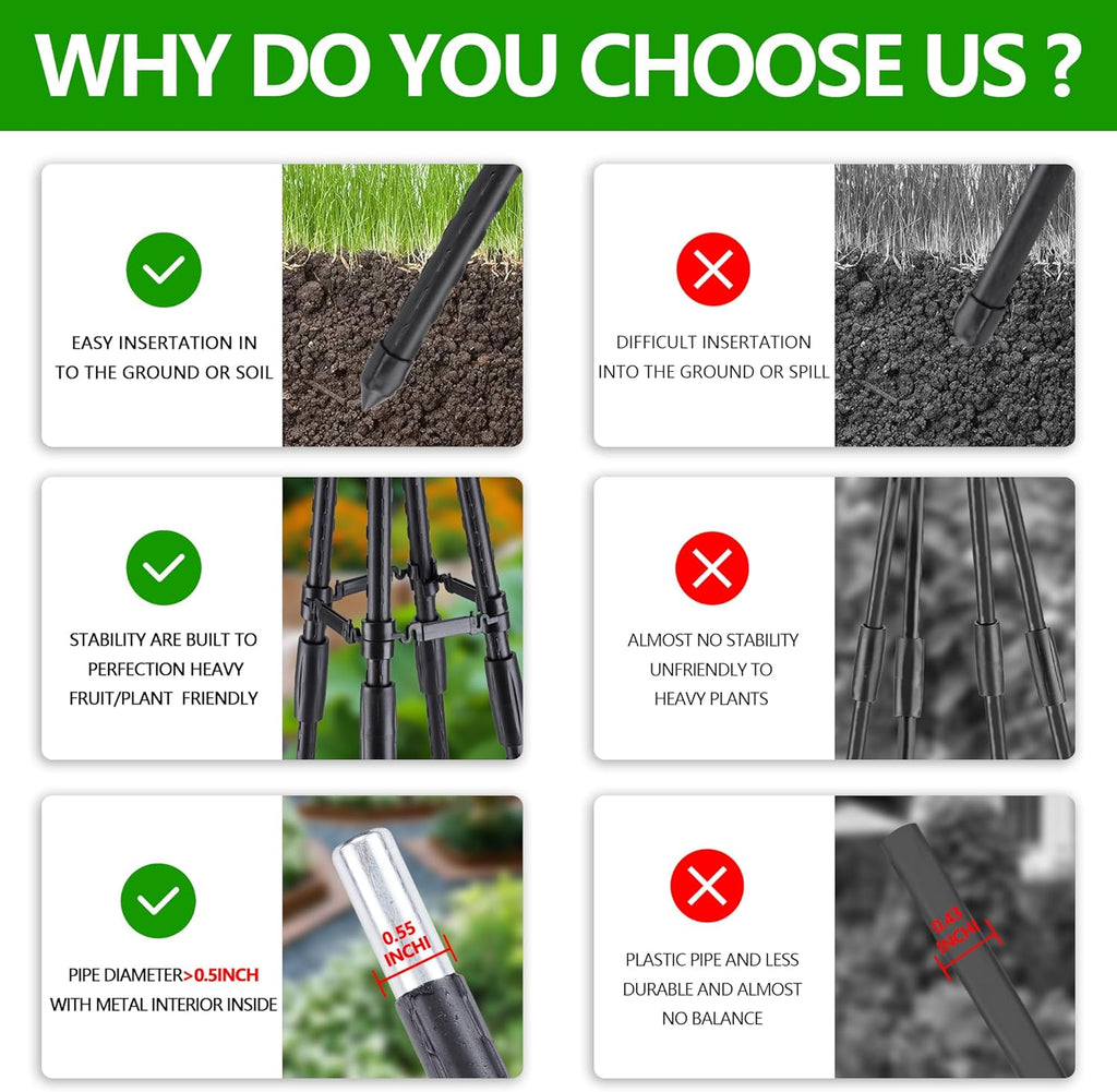 4 Ft Tower Obelisk Trellis for Potted Climbing Plants, Garden Trellis Rustproof Plastic Coated Metal Plant Support for Vegetables, Vines and Rose Bushes