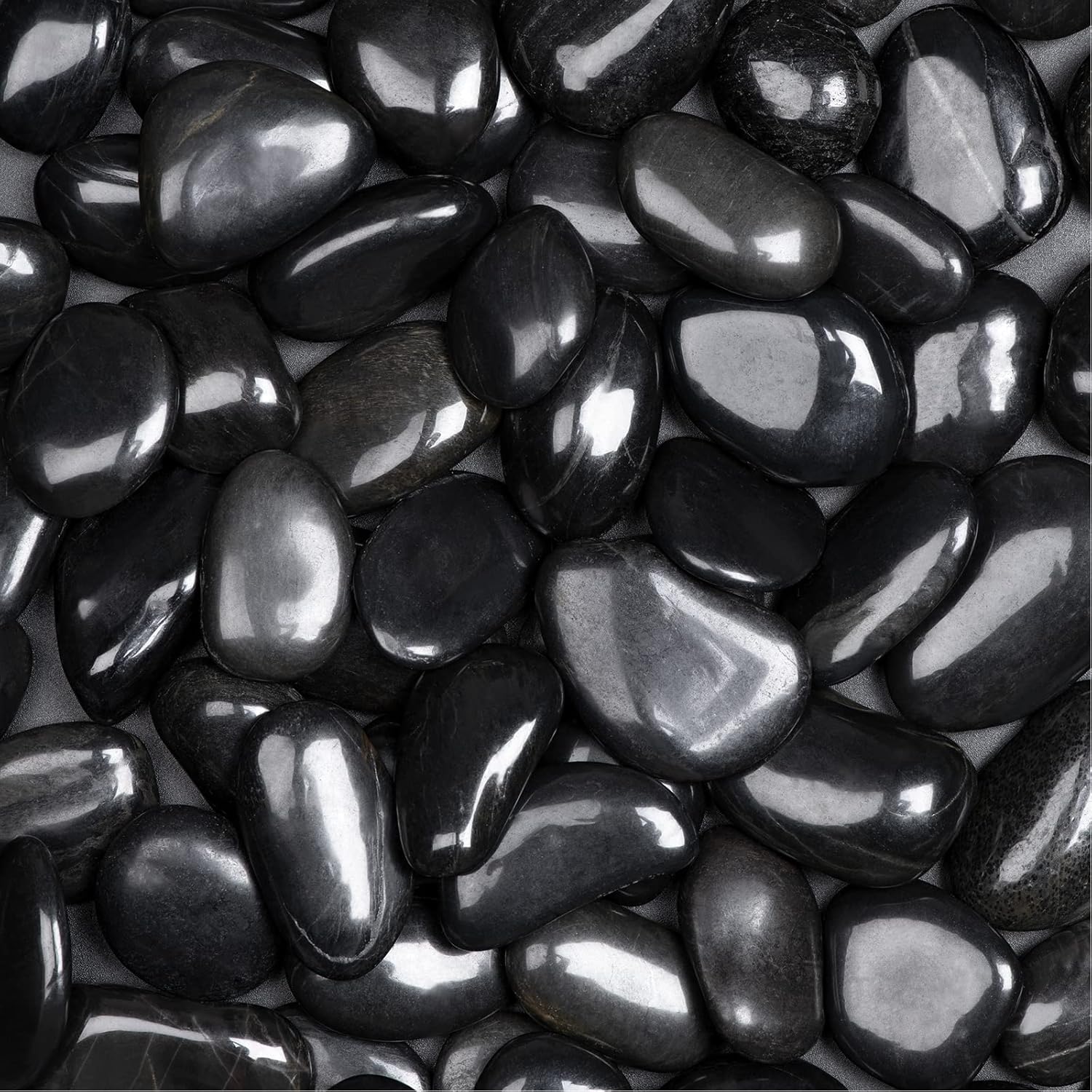 5lbs Natural River Rocks, High-Polished Pebbles for Plants Garden, 1-2 inch Decorative Black Stones, Ideal for Fish Tank, Vases, Crafting, Home Decor and Garden Landscaping Rocks,Black