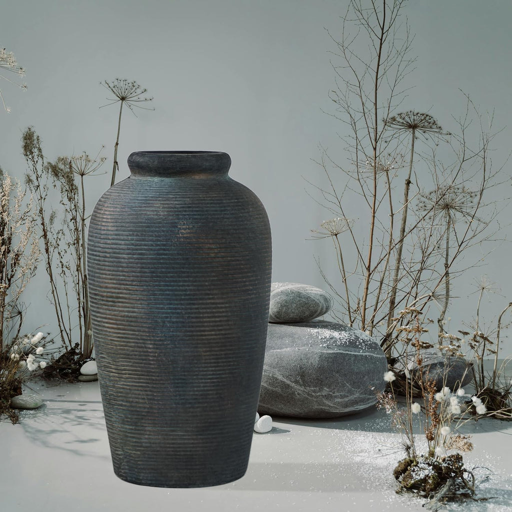 Decorative Ceramic Rustic vase,Tall vase for Minimalist Decoration,11" Large Vintage Vase for Home Decor,Centerpiece,Living Room,Enterway,Bronze
