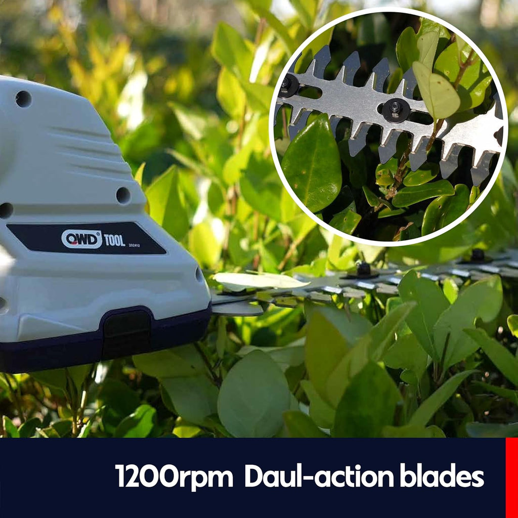 QWD Cordless Hedge Trimmer 7.2V, 4" Cordless Shear and 8" Shrubber Trimmer, 2 in 1 (Type-C) for Garden, Lawn.