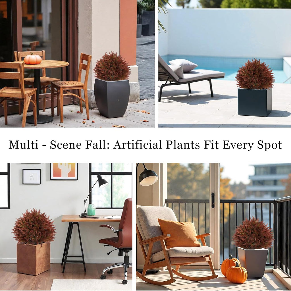 24" Artificial Cedar Topiary Ball Bushes, Set of 2 UV Resistant Fake Trees Outdoor Shrubs with Stake, Weatherproof Faux Plants for Planter, Front Porch, Garden, Yard, Patio Fall Decor