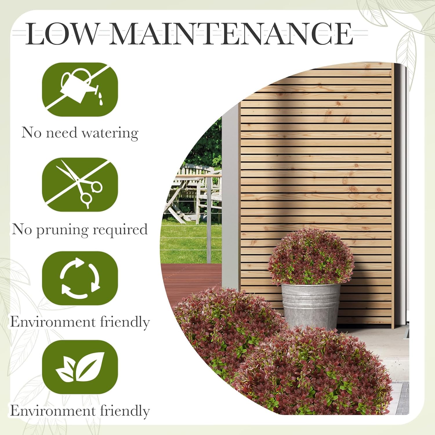 Yunlly 2 Pack 18" Artificial Boxwood Ball Bush Topiary Trees Fake Outdoor Plants, Realistic UV Resistance Faux Shrubs with Spike Greenery Topiary for Front Porch Garden Yard Patio Indoor (Dark Red)