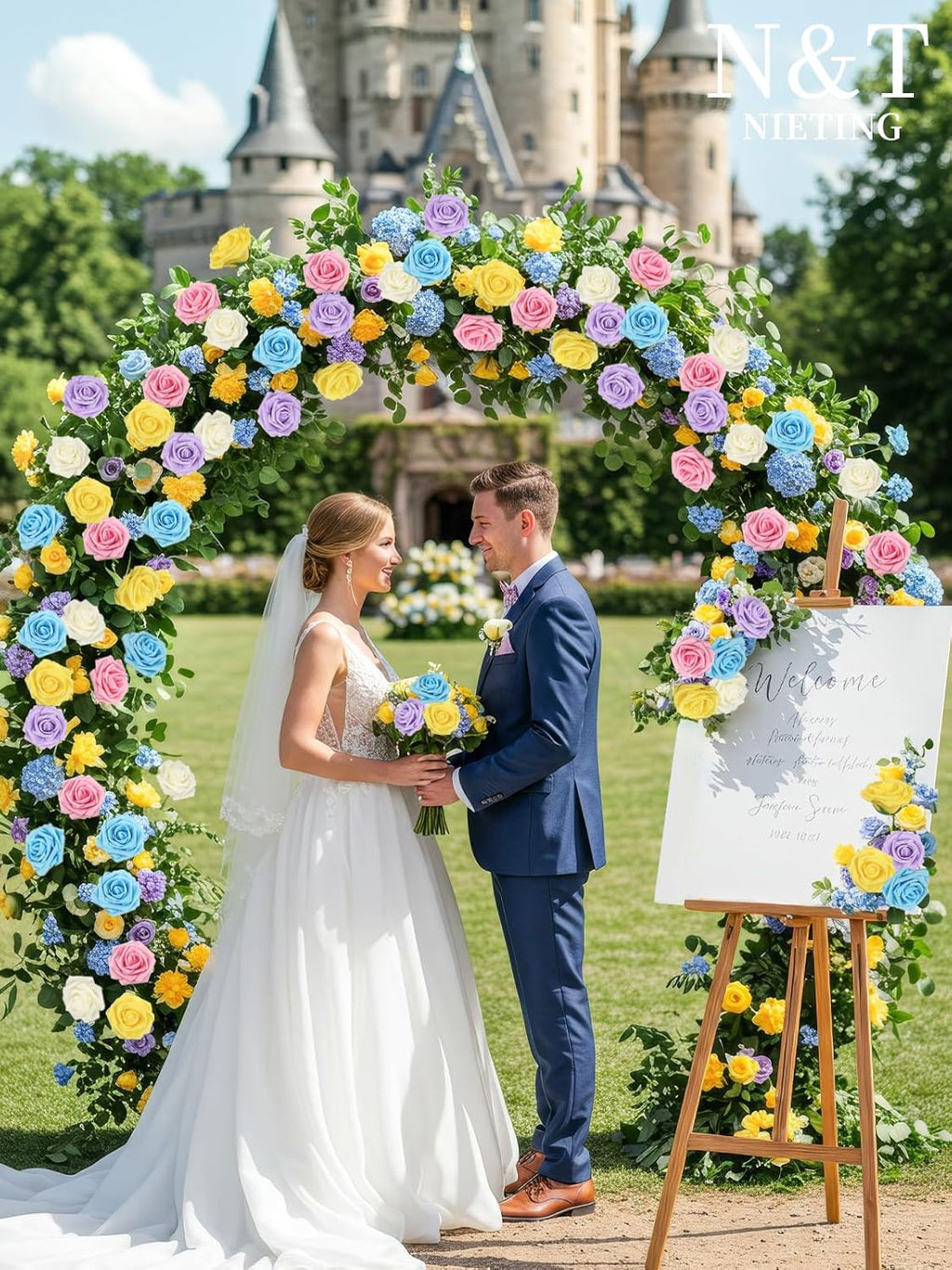 N&T NIETING Artificial Flowers, Fake Flowers Roses Perfect for DIY Wedding Bridal Bouquets Centerpieces Bridal Shower Party Home Flower Arrangement Flowers Decorations, 25Pcs, Series Color B