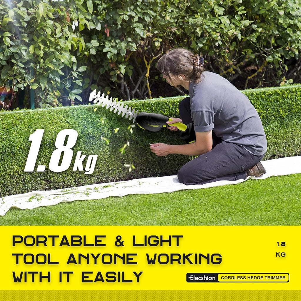 Cordless Hedge Trimmer with Battery and Charger Included, 2 in 1 Handheld Small Electric Bush Trimmers/Grass Cutter Yard Tool for Shrub,Tree,Lawn, Battery Powered Hedge Clippers for Garden